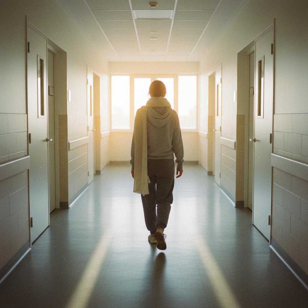 Corredor de hospital durante o tratamento